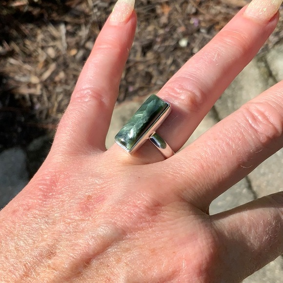NATURAL SERAPHINITE 925 STERLING SILVER RING, SIZE 7 - Picture 7 of 7